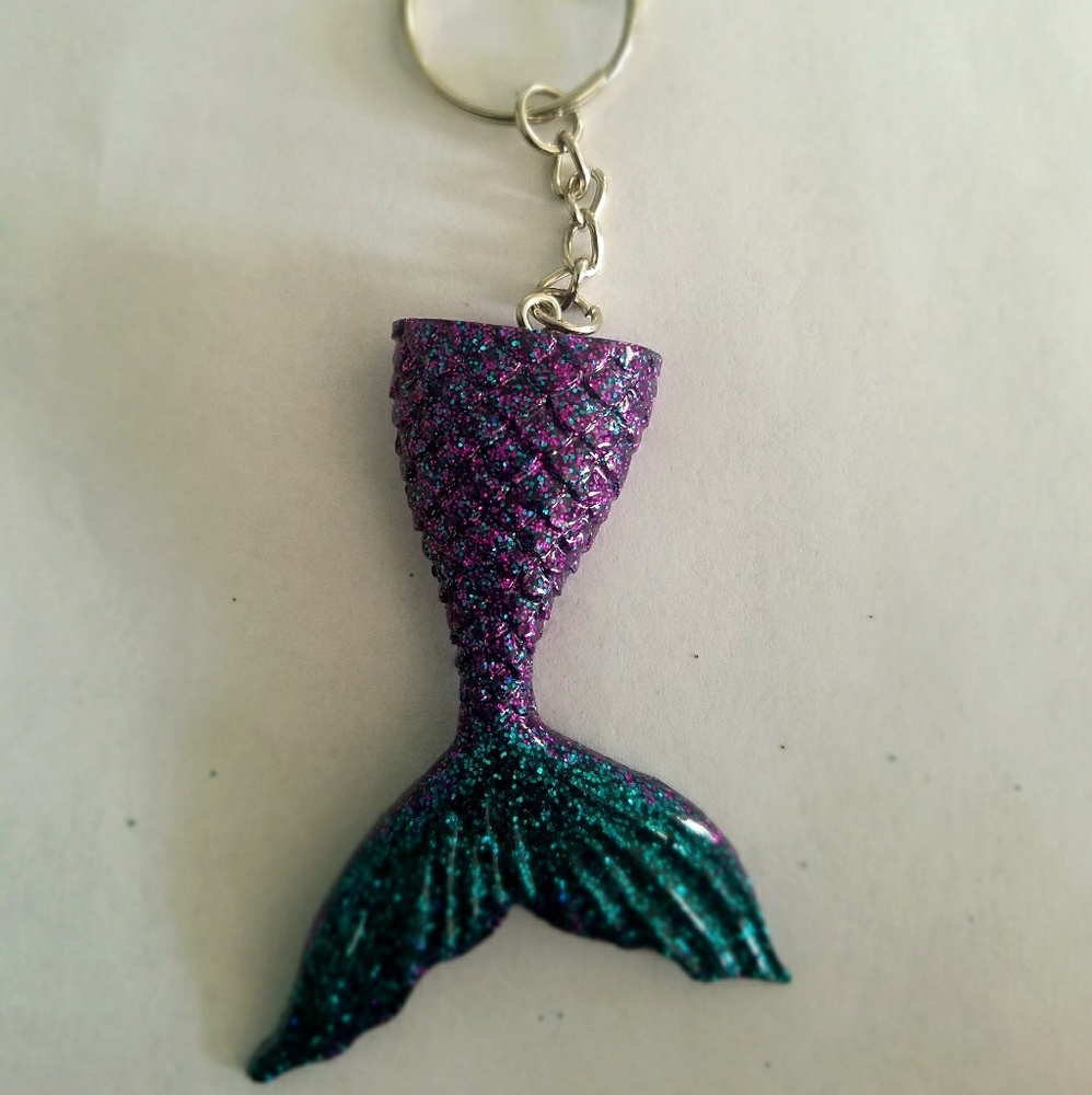 Purple Blue Glitter Mermaid Keychain